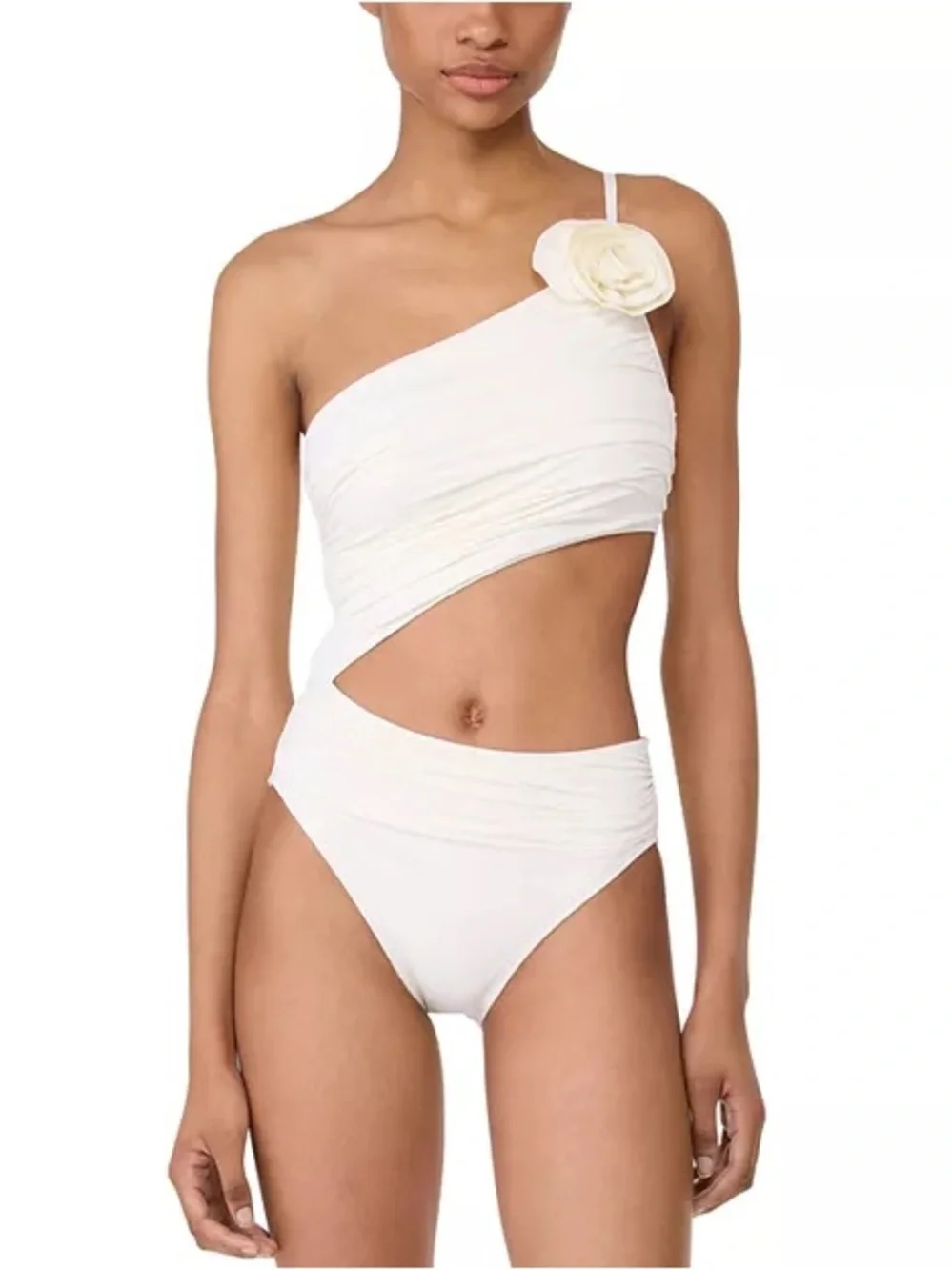 NWT Kate Spade New York One Shoulder Rosette One Piece Swimsuit Sz M